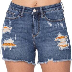 Judy Blue Med Blue Cut Off Shorts High Waist JB150135 Distressed Womens Size 1XL
